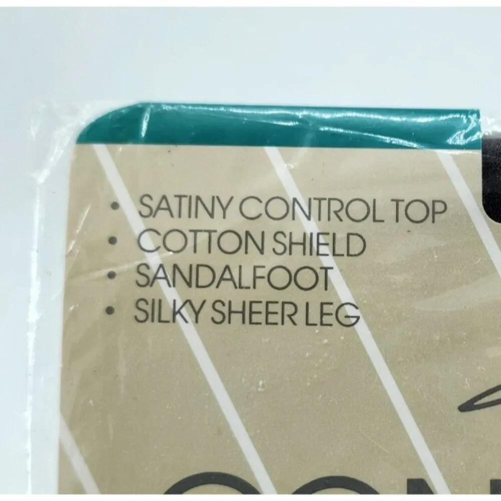 x2 Vtg Lise J Silken Sheers Satiny Control Top Sandalfoot‎ Pantyhose Off Black C